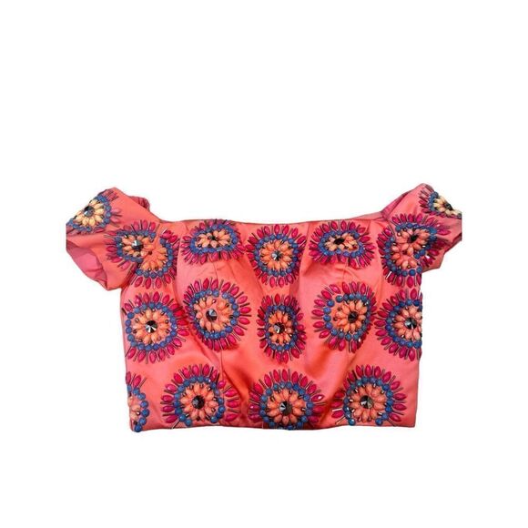 Rachel Allan peach beaded two piece formal prom dress sz 2 - Picture 4 of 6